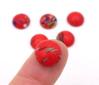 Vintage Czech Dome Glass Flatback Cabochon 13mm Red with Mixed Colour Splatter - Bead Nerd