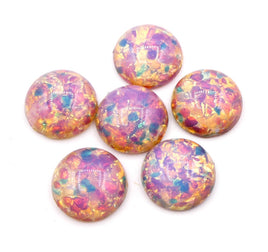 Vintage Czech Fire Opal Round Cabochon 18mm Pink Opal - Bead Nerd