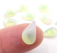 West German Sabrina Glass Teardrop Cabochon 13x8mm Green - Bead Nerd