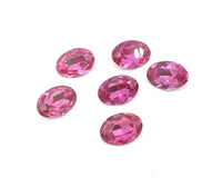 Vintage Czech Faceted Glass Oval Rhinestone 16x12mm Rose Pink - Bead Nerd