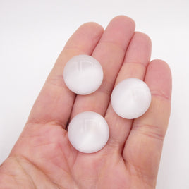 West German Dome Glass Round Cabochon 20mm White Moonstone - Bead Nerd