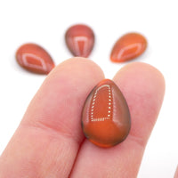 West German Smooth Glass Teardrop Cabochon 18x13mm Coral Black - Bead Nerd