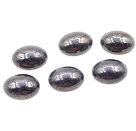 Vintage Czech Dome Glass Oval Cabochon 14x10mm Hematite - Bead Nerd