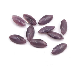 West German Smooth Glass Navettes 15x7mm Amethyst Moonstone - Bead Nerd