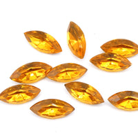 Vintage Czech Glass Faceted Navettes 15x7mm Topaz - Bead Nerd