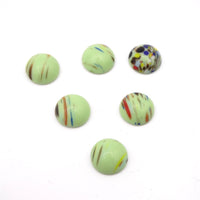 Vintage Czech Dome Glass Flatback Cabochon 13mm Green with Mixed Colour Splatter - Bead Nerd