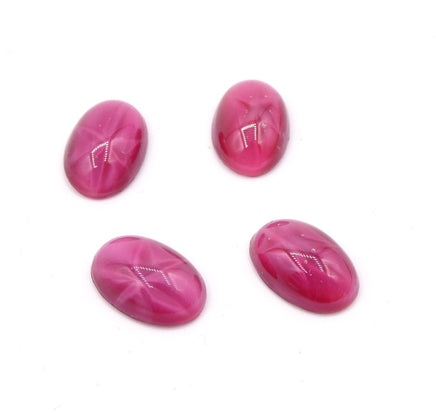 West German Star Glass Oval Flatback Cabochon with Star 16X12mm Pink Mauve Moonstone - Bead Nerd