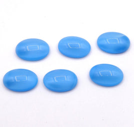 West German Dome Glass Oval Cabochons 14x10mm Aqua Moonstone - Bead Nerd