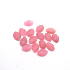 West German Groove Glass Navette Cabochon 15x10mm Pink Opal Moonstone - Bead Nerd