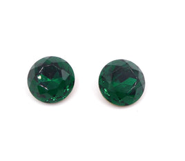 Vintage Czech Faceted Glass Round Cabochon 20mm Emerald - Bead Nerd