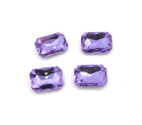 Vintage Czech Faceted Glass Rectangle Cabochon 18x13mm Lavender - Bead Nerd