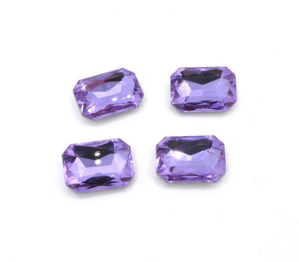 Vintage Czech Faceted Glass Rectangle Cabochon 18x13mm Lavender - Bead Nerd