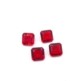 West German Glass Faceted Square Cabochon 14mm Siam Ruby - Bead Nerd