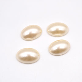 Vintage Czech Pearl Glass Oval Flatback Cabochon 18x13mm Cream Pearl - Bead Nerd