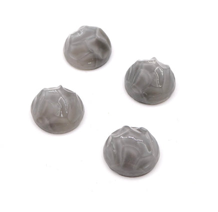 West German Textured Dome Glass Round Cabochon 14mm Moonstone Grey - Bead Nerd