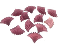 West German Scalloped Fan Glass Flatback Cabochon 28x20mm Matte Amethyst - Bead Nerd