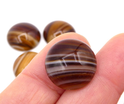 Vintage Czech Dome Glass Round Flatback Cabochon 18mm Topaz Givre - Bead Nerd