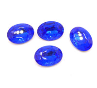 Vintage Czech Faceted Glass Oval Cabochon 18x13mm Sapphire - Bead Nerd