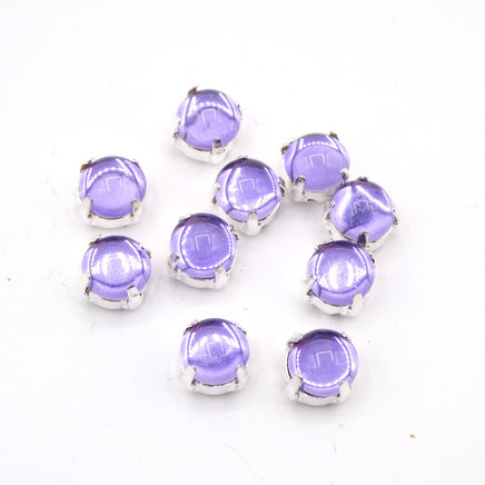 Vintage Czech Round Cab in setting 34ss (7mm) Tanzanite - Bead Nerd