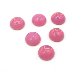 Vintage Czech Dome Glass Flatback Cabochon 12mm Pink Opal - Bead Nerd