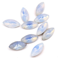 West German Sabrina Glass Navettes 15x7mm Light Sapphire - Bead Nerd