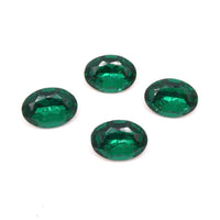 Vintage Czech Faceted Glass Oval Cabochon 18x13mm Emerald - Bead Nerd