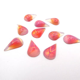 West German Sabrina Glass Teardrop Cabochon 13x8mm Red - Bead Nerd