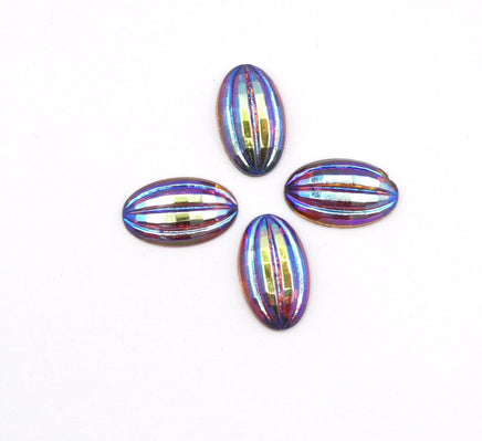 Vintage German Oval Glass Flatback Cabochon 15x9mm Smokey Topaz AB - Bead Nerd