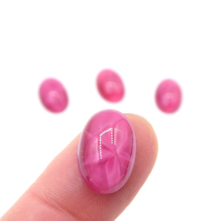 West German Star Glass Oval Flatback Cabochon with Star 16X12mm Pink Mauve Moonstone - Bead Nerd