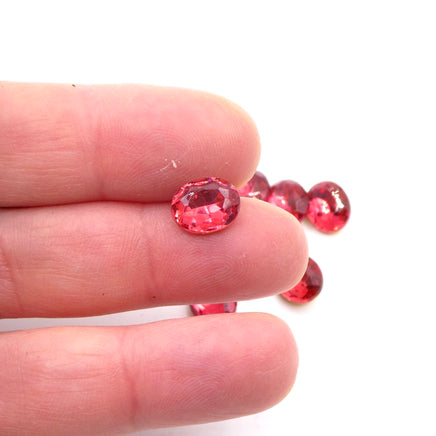 Vintage Czech Faceted Glass Oval Cabochon 10x8mm Rose - Bead Nerd