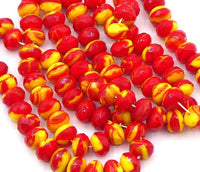 Czech Faceted Rondelle Beads 6X9mm Red Yellow - Bead Nerd