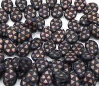 Czech Flat Tear Drop Beads 14x10mm Black Matte with Bronze - Bead Nerd