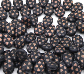 Czech Flat Tear Drop Beads 14x10mm Black Matte with Bronze - Bead Nerd