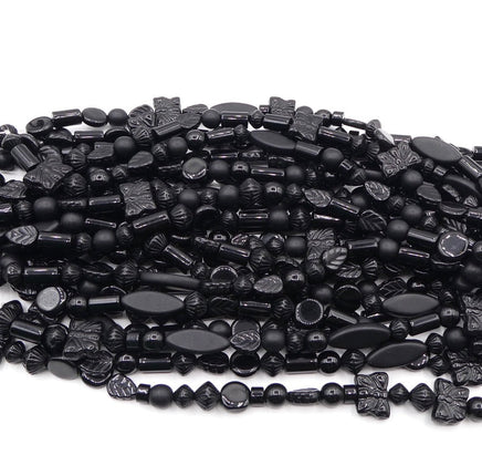 Czech Glass Bead Mix Jet Shiny Matte Mix - Bead Nerd