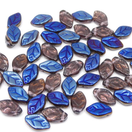 Czech Leaf Beads 12x8mm Light Amethyst with a Blue Iris Finish - Bead Nerd