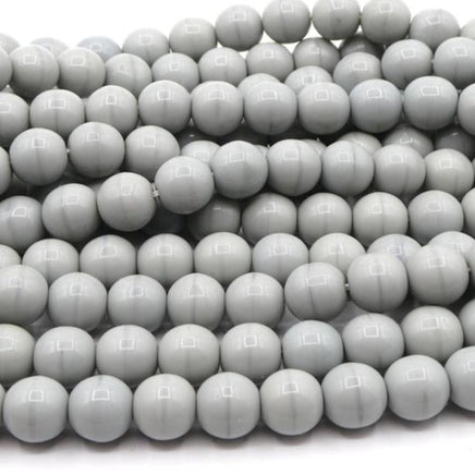 Czech Round Beads 10mm Opaque Grey - Bead Nerd