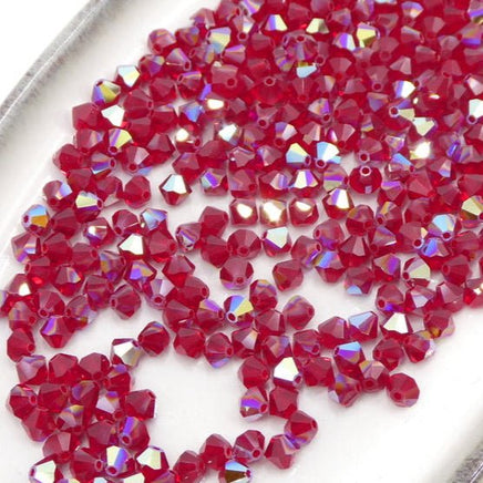 Swarovski Crystal Bicone 4mm Siam AB - Bead Nerd