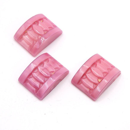 Vintage Czech Arch Glass Rectangle Cabochon 17x13mm Pink Opal - Bead Nerd