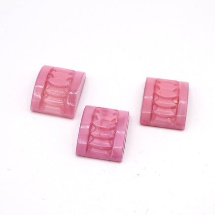 Vintage Czech Arch Glass Rectangle Cabochon 17x13mm Pink Opal - Bead Nerd