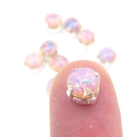 Vintage Czech Cabochon 34ss (7mm) Pink Fire Opal - Bead Nerd