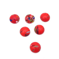 Vintage Czech Dome Glass Flatback Cabochon 13mm Red with Mixed Colour Splatter - Bead Nerd