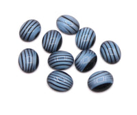 Vintage Czech Dome Glass Oval Cabochon 10x8mm Blue Stripe - Bead Nerd