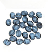 Vintage Czech Dome Glass Oval Cabochon 10x8mm Blue Stripe - Bead Nerd