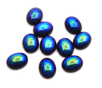 Vintage Czech Dome Glass Oval Flatback Cabochon 10x8mm Jet AB - Bead Nerd