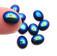 Vintage Czech Dome Glass Oval Flatback Cabochon 10x8mm Jet AB - Bead Nerd