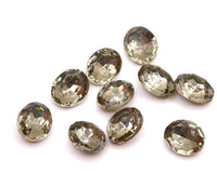 Vintage Czech Faceted Glass Oval Cabochon 10x8mm Black Diamond - Bead Nerd