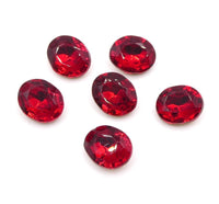 Vintage Czech Faceted Glass Oval Cabochon 12x10mm Siam - Bead Nerd