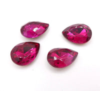 Vintage Czech Faceted Glass Teardrop Cabochon 18x13mm Rubinite - Bead Nerd