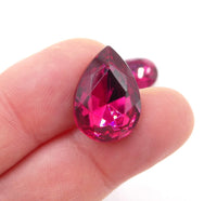Vintage Czech Faceted Glass Teardrop Cabochon 18x13mm Rubinite - Bead Nerd