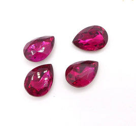 Vintage Czech Faceted Glass Teardrop Cabochon 18x13mm Rubinite - Bead Nerd